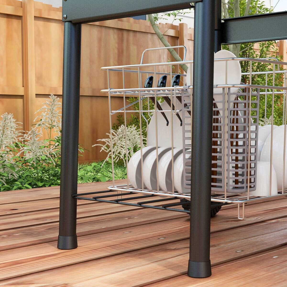 Outsunny Holzkohlegrill Metall B/H/L: ca. 46,5x115x83 cm