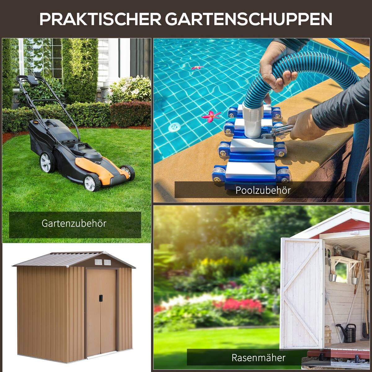 Outsunny Gartenhaus braun B/H/L: ca. 130x185x213 cm