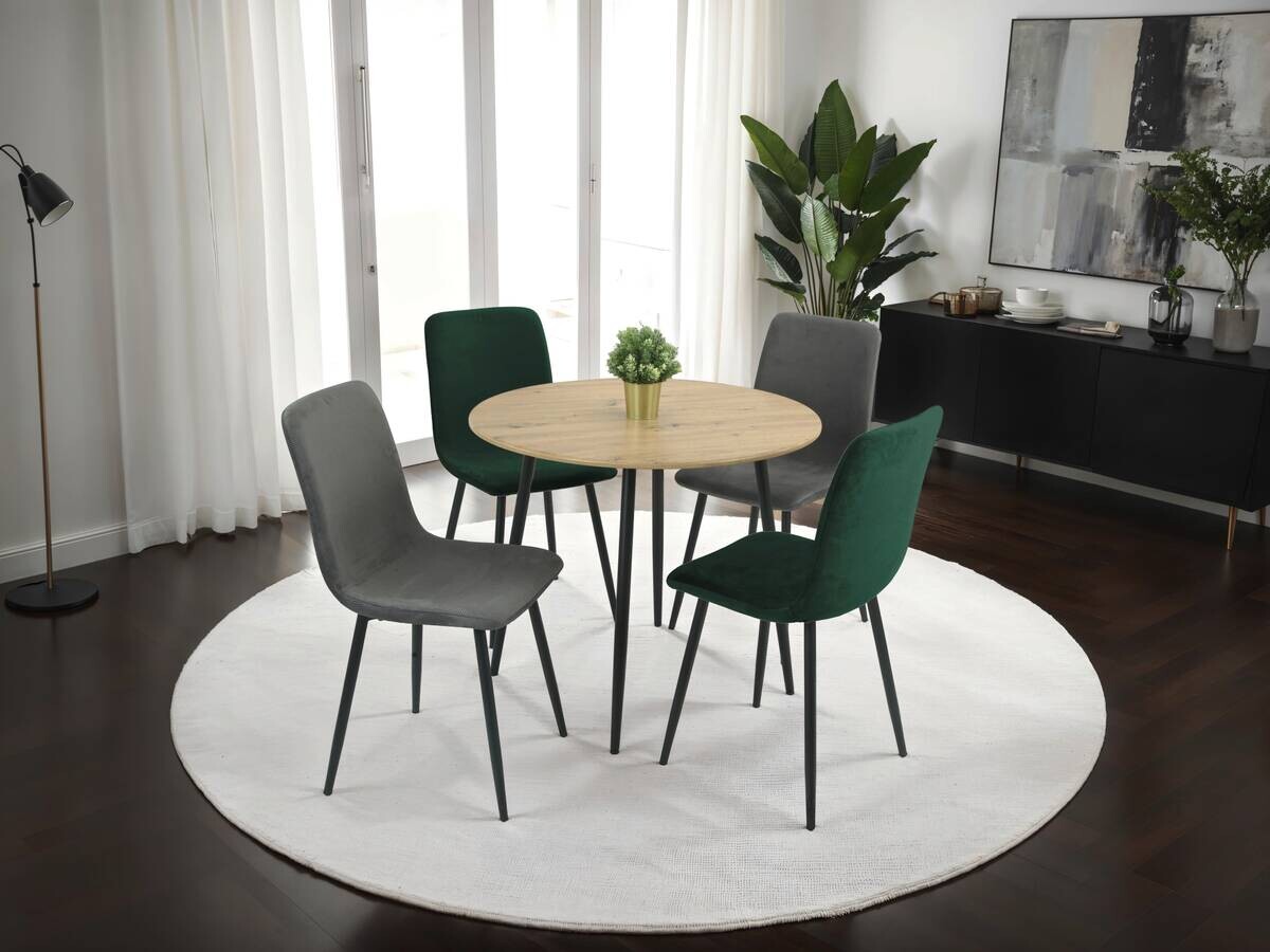 Stuhl Leipzig, 4er-Set moosgrün Microfaser B/H/T: ca. 44x92x54 cm