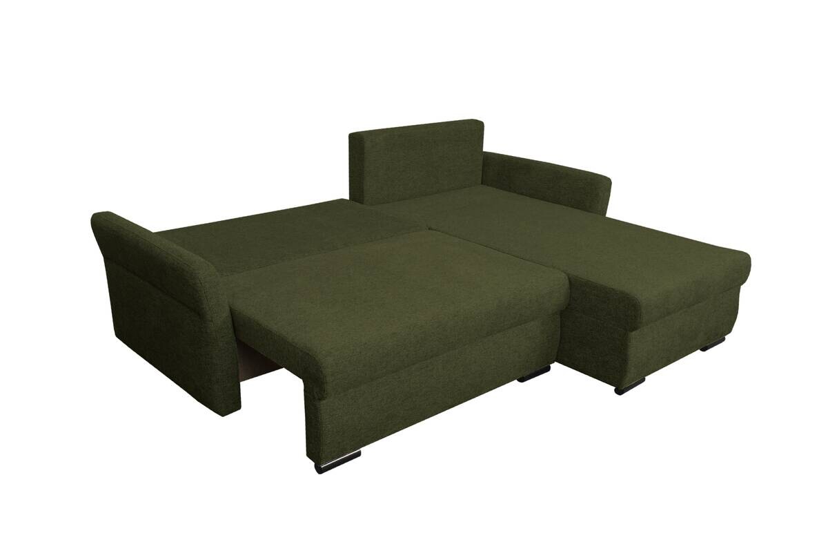 Ecksofa mit Bettfunktion und Bettkasten grün Webstoff B/H/T: ca. 218x90x168 cm