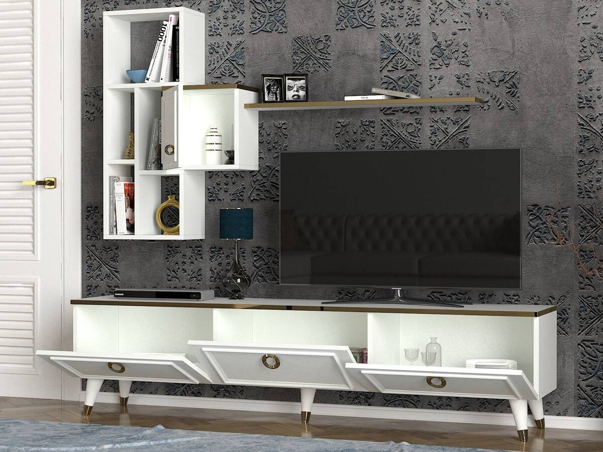 Wohnwand Cornelia weiß B/H/T: ca. 180x46,3x35 cm