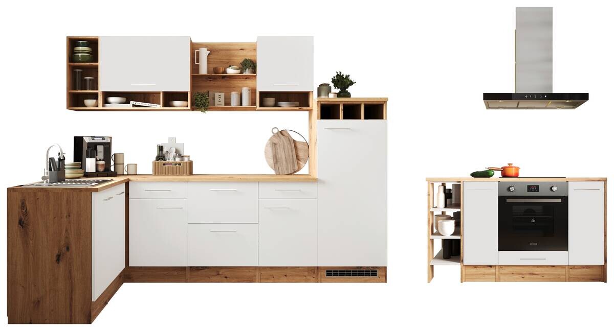 Respekta Inselküche Hilde weiß matt B/H/T: ca. 280x205x172 cm