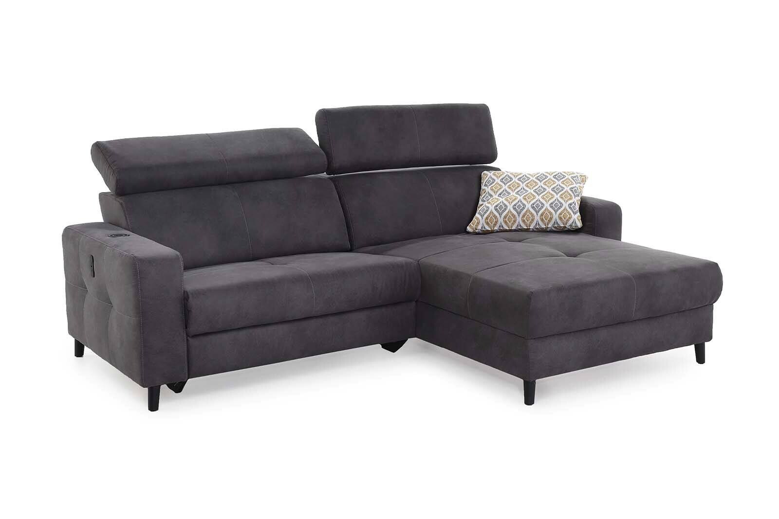 Ecksofa dunkelgrau Microfaser B/H/T: ca. 249x108x185 cm