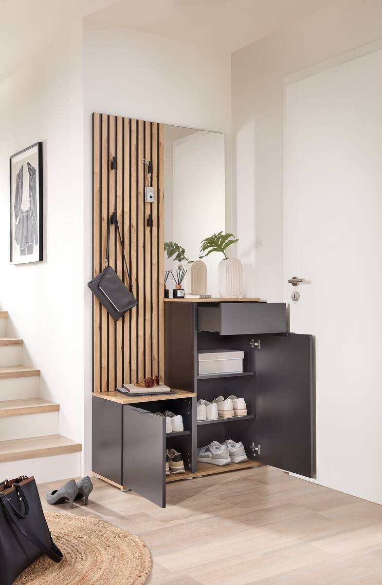 Garderobe Simple anthrazit Eiche Artisan Nachbildung B/H/T: ca. 88x195x35 cm