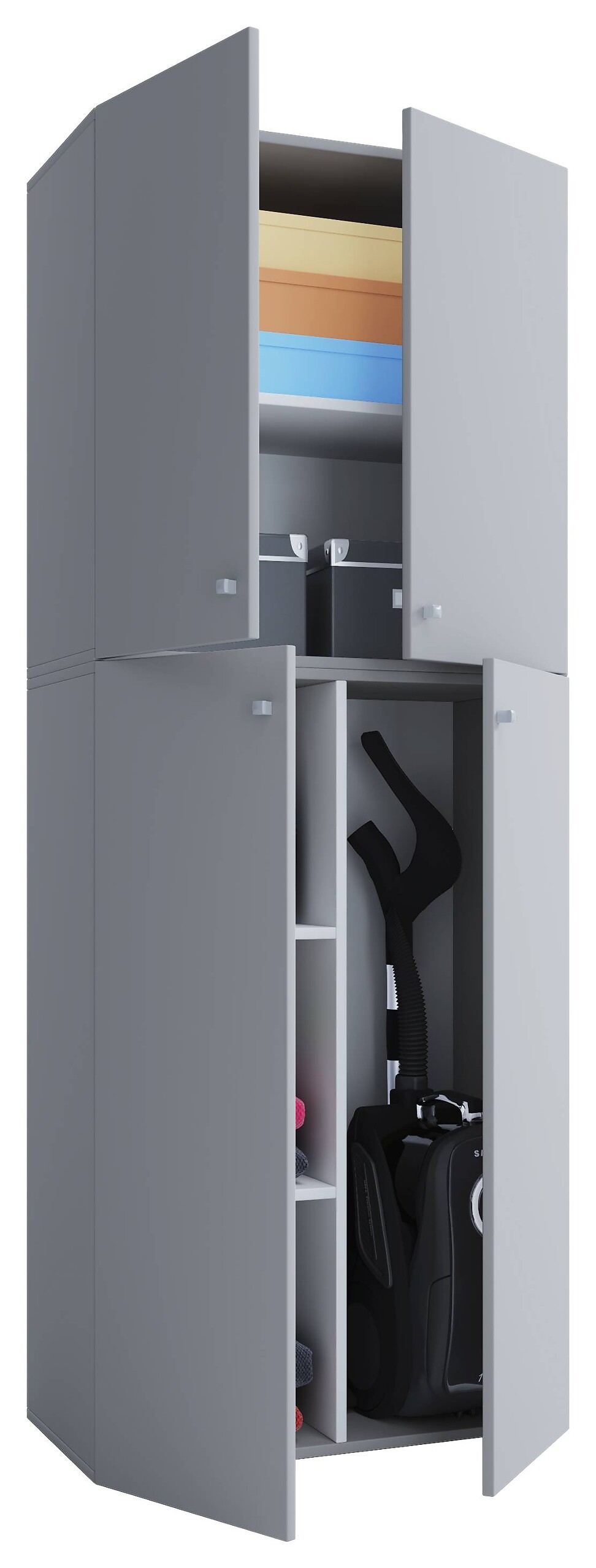 Putzschrank Lona XXL Putzschrank grau weiß B/H/T: ca. 70x182x39 cm