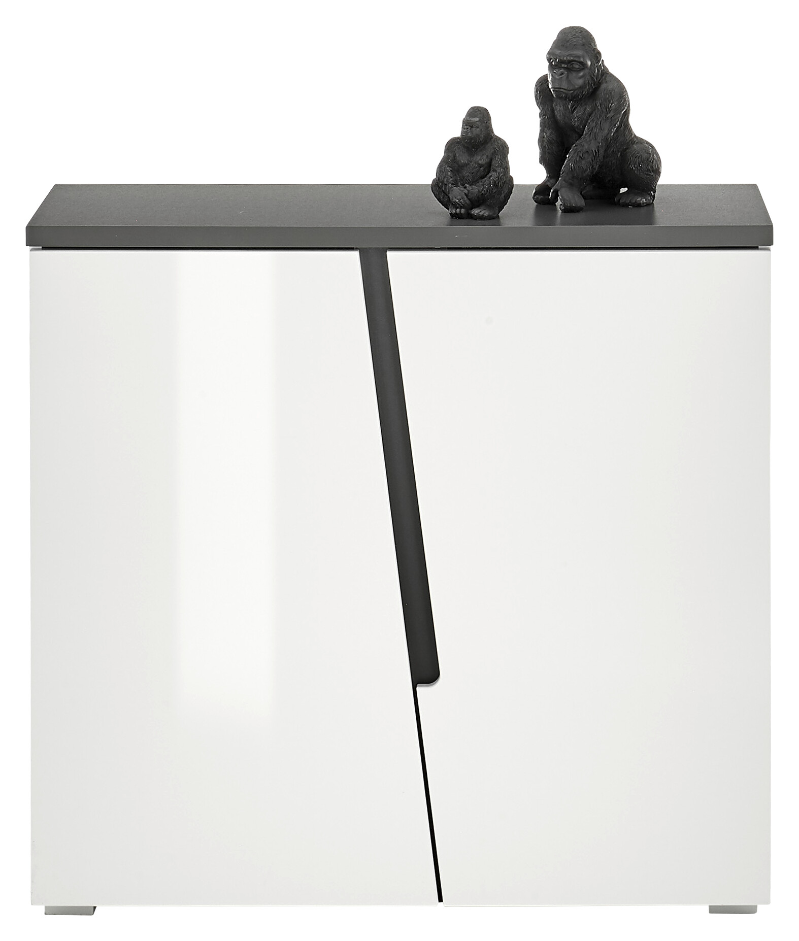 Kommode Boston weiß Hochglanz anthrazit B/H/T: ca. 88x83x38 cm