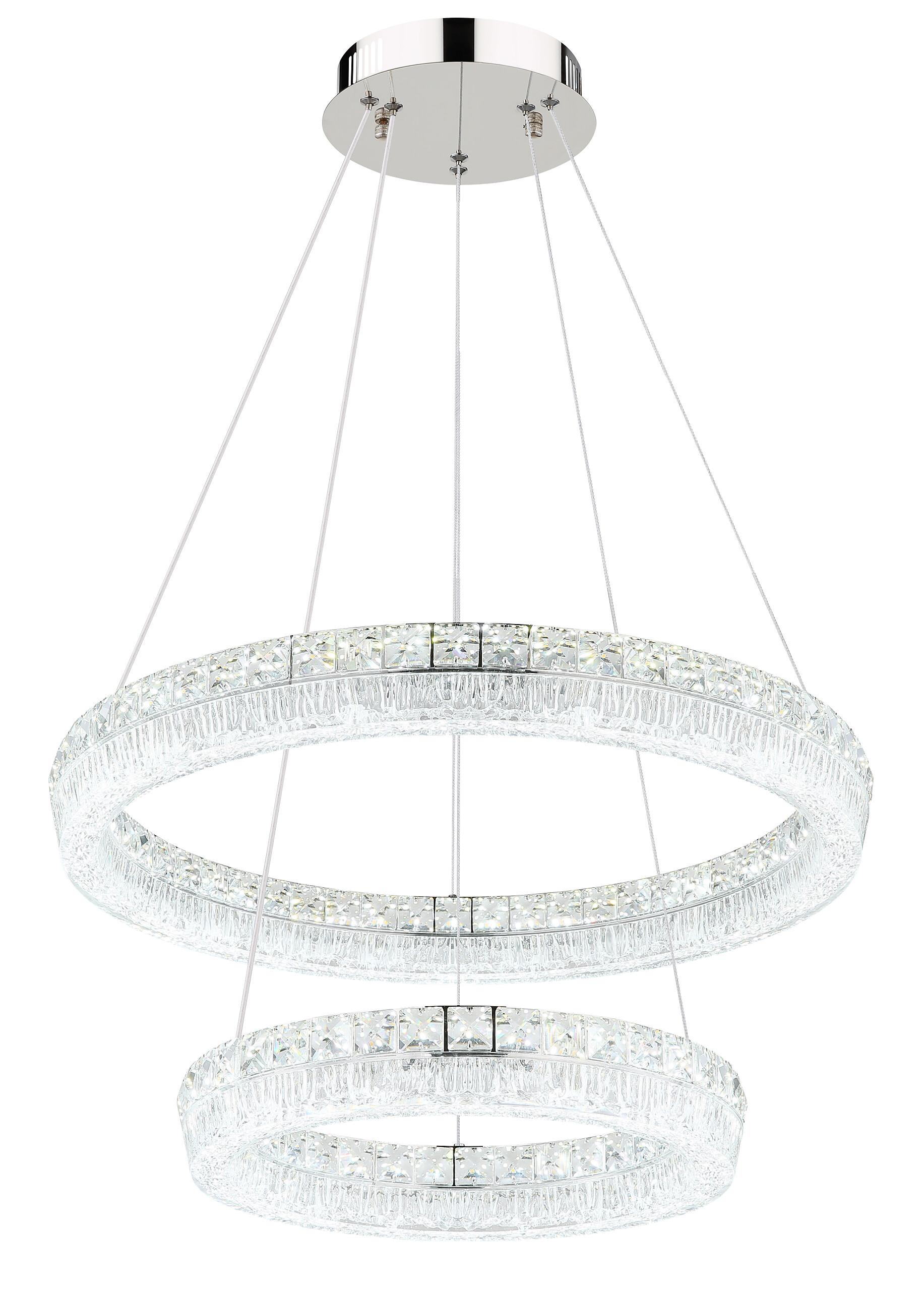 GLOBO Hängeleuchte klar Chrom Metall Acryl Glas H/D: ca. 120x60 cm 1.0 Brennstellen