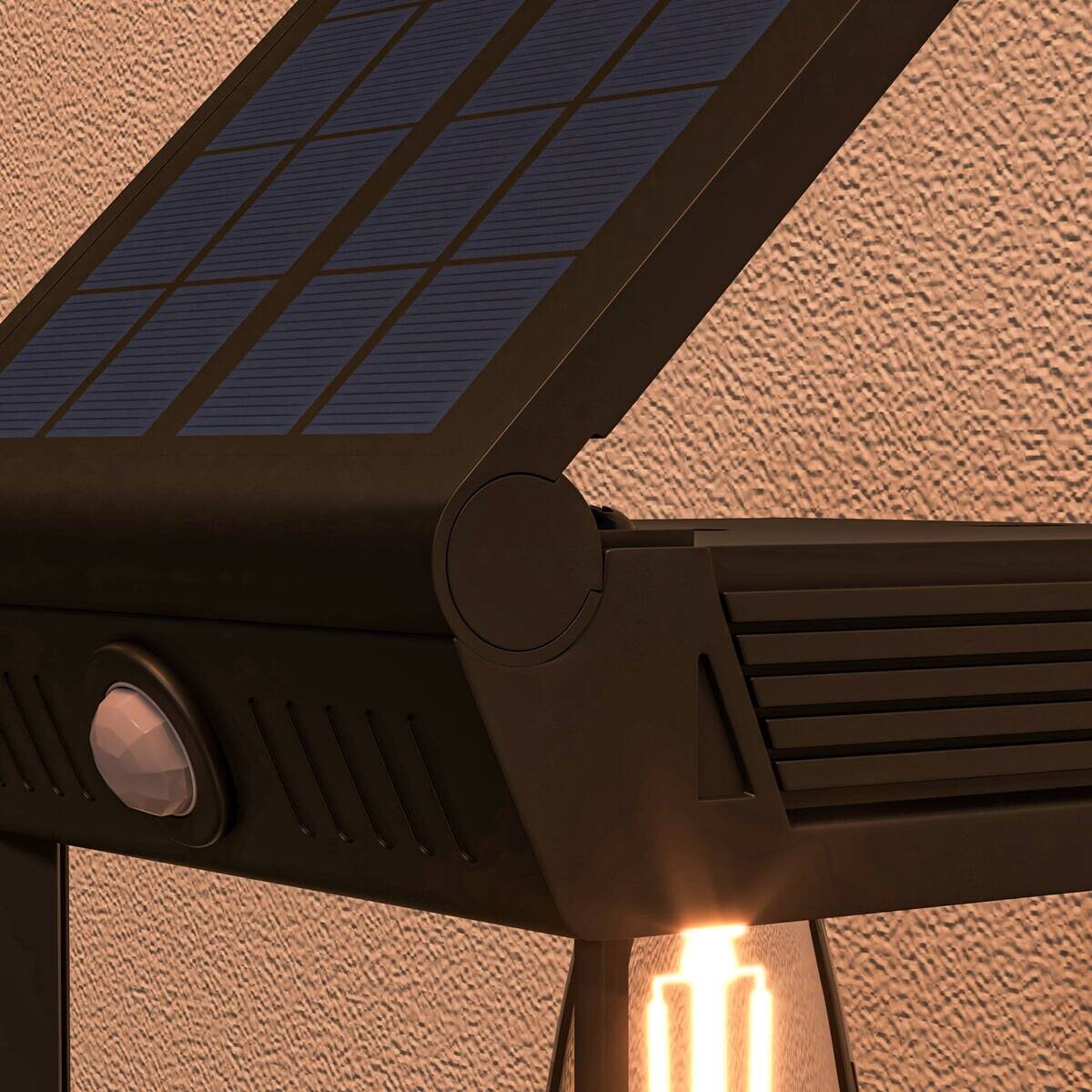 Solar Wandleuchte schwarz Kunststoff B/H/L: ca. 24x24x14 cm