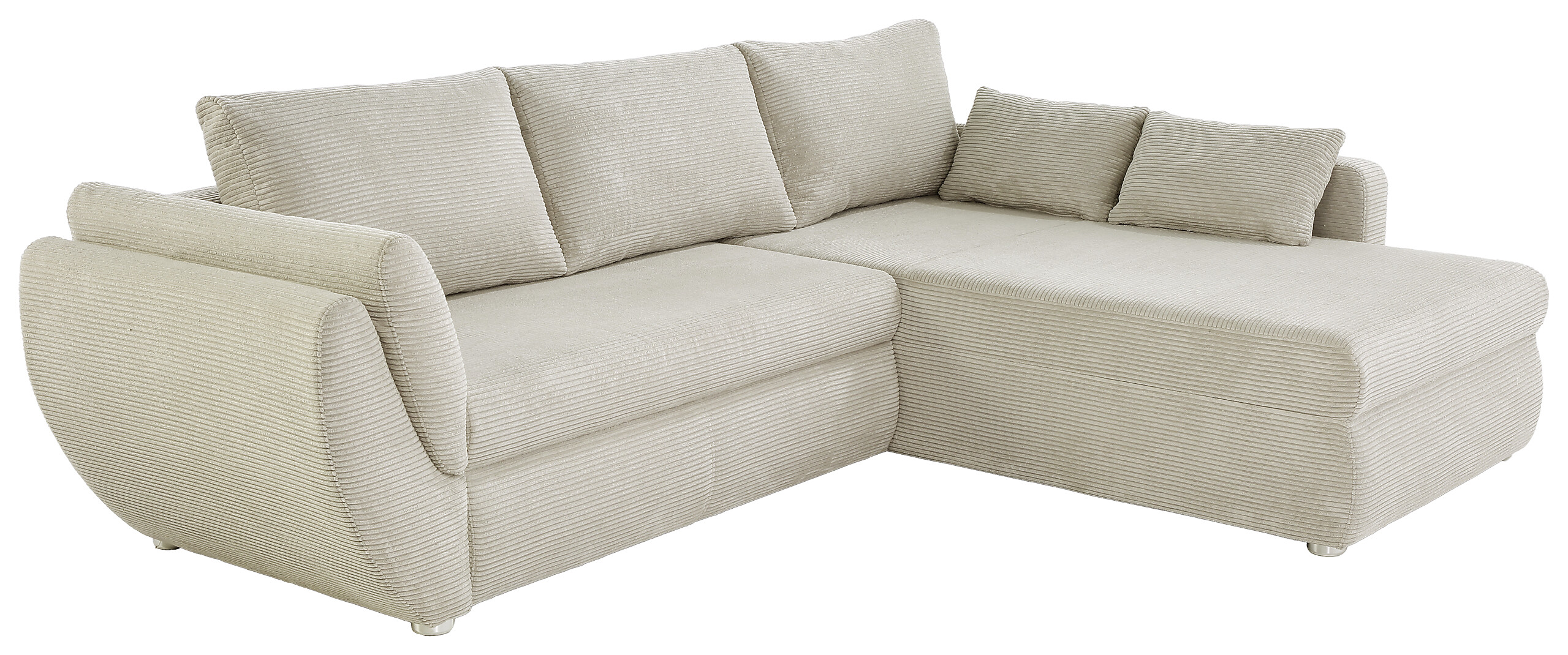 Ecksofa mit Bettfunktion und Bettkasten Greige Microfaser B/H/T: ca. 272x88x200 cm