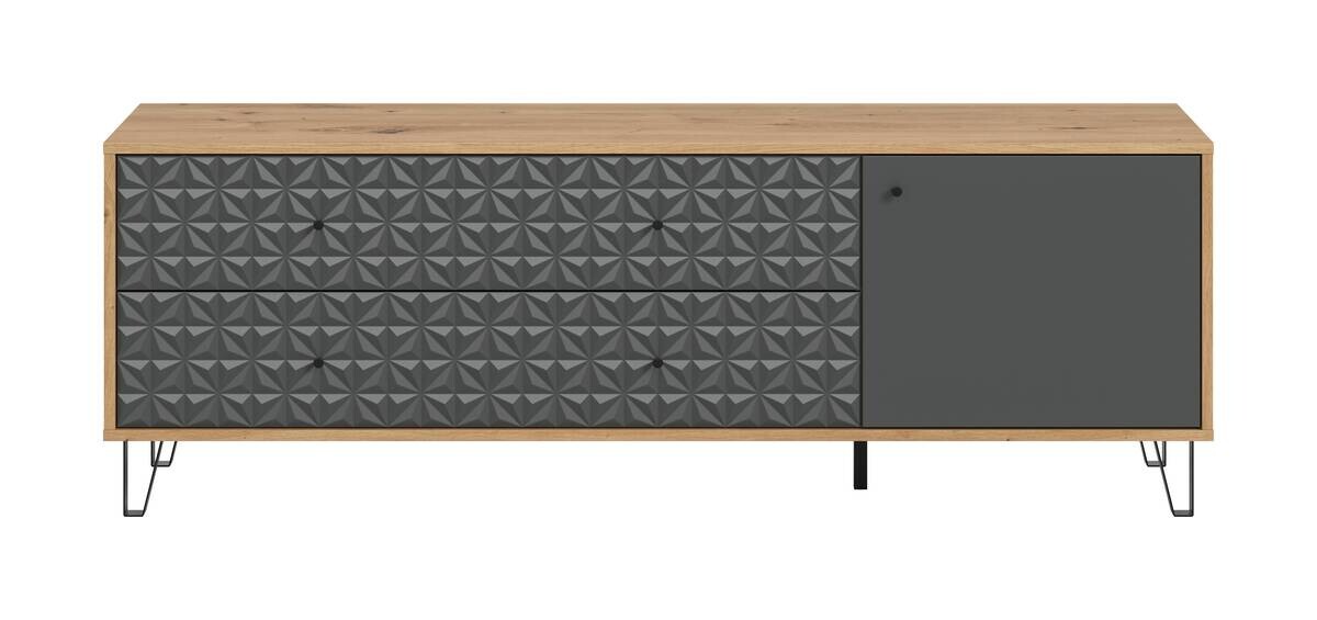 Lowboard PRISMA Artisan Oak Nachbildung anthrazit matt B/H/T: ca. 164x56x40 cm