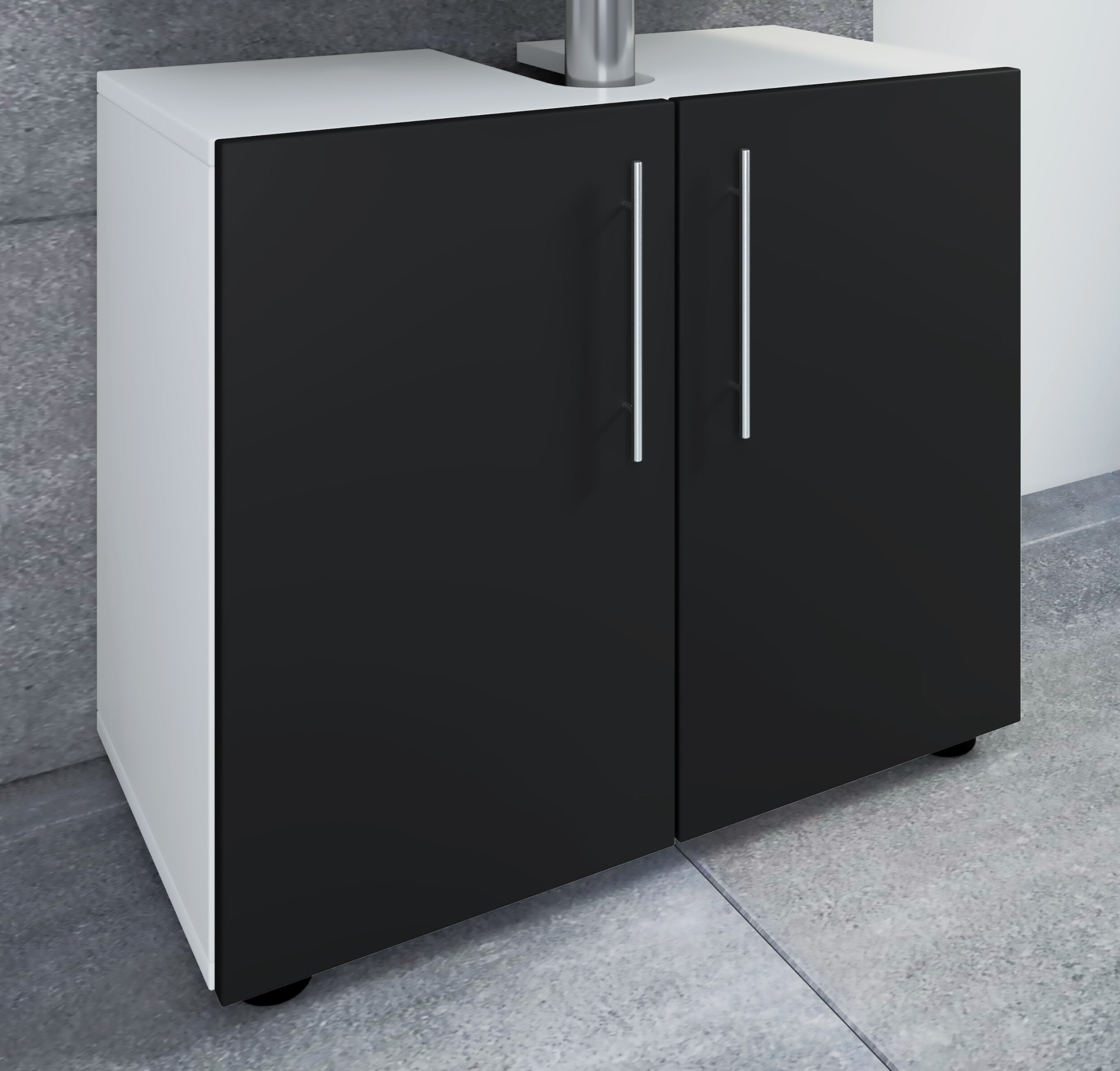 Unterschrank Flandu weiß schwarz B/H/T: ca. 60x51x30 cm