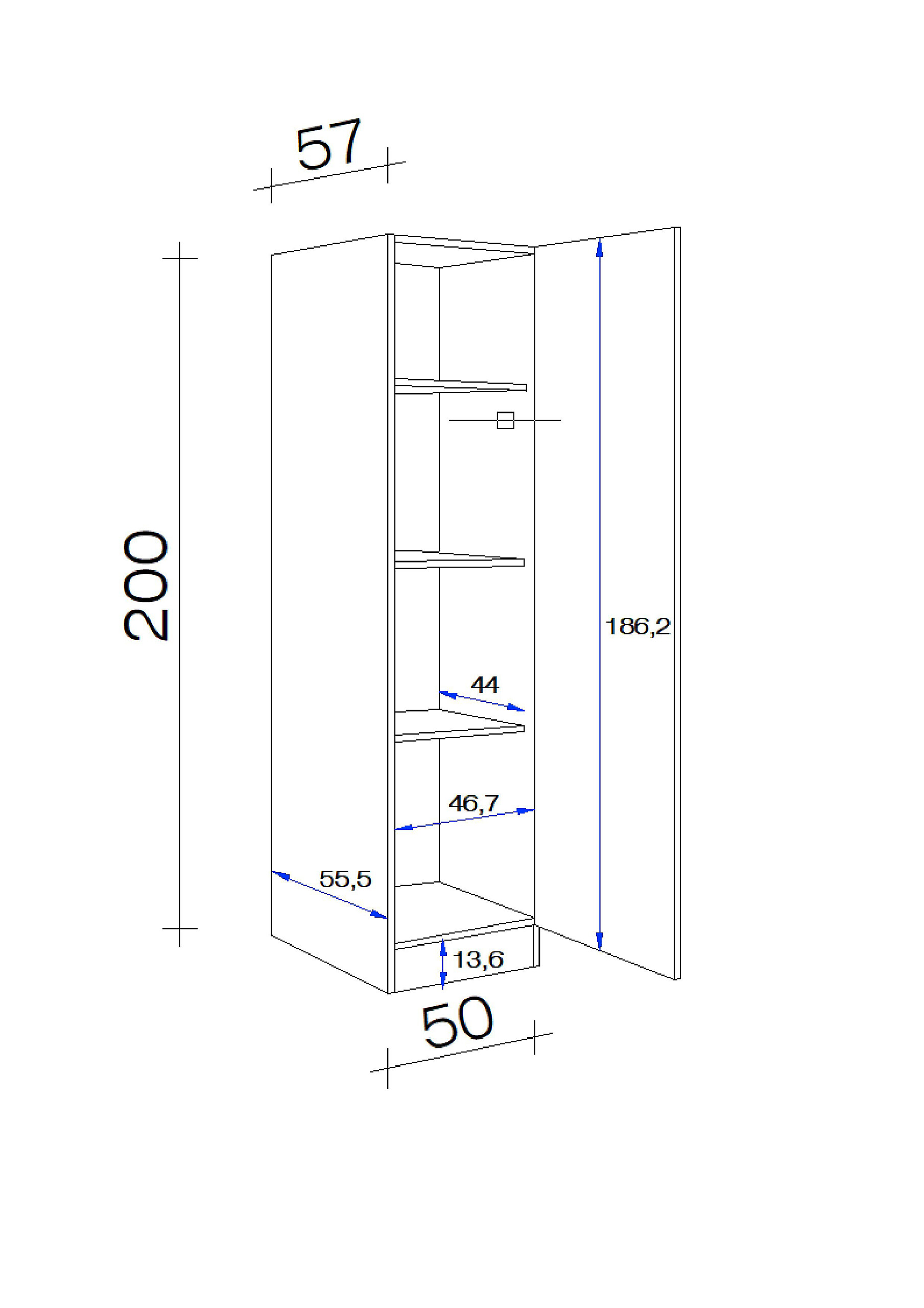 Unterschrank Vita weiß matt B/H/T: ca. 50x200x57 cm Unterschrank Vita weiß matt B/H/T: ca. 50x200x57 cm