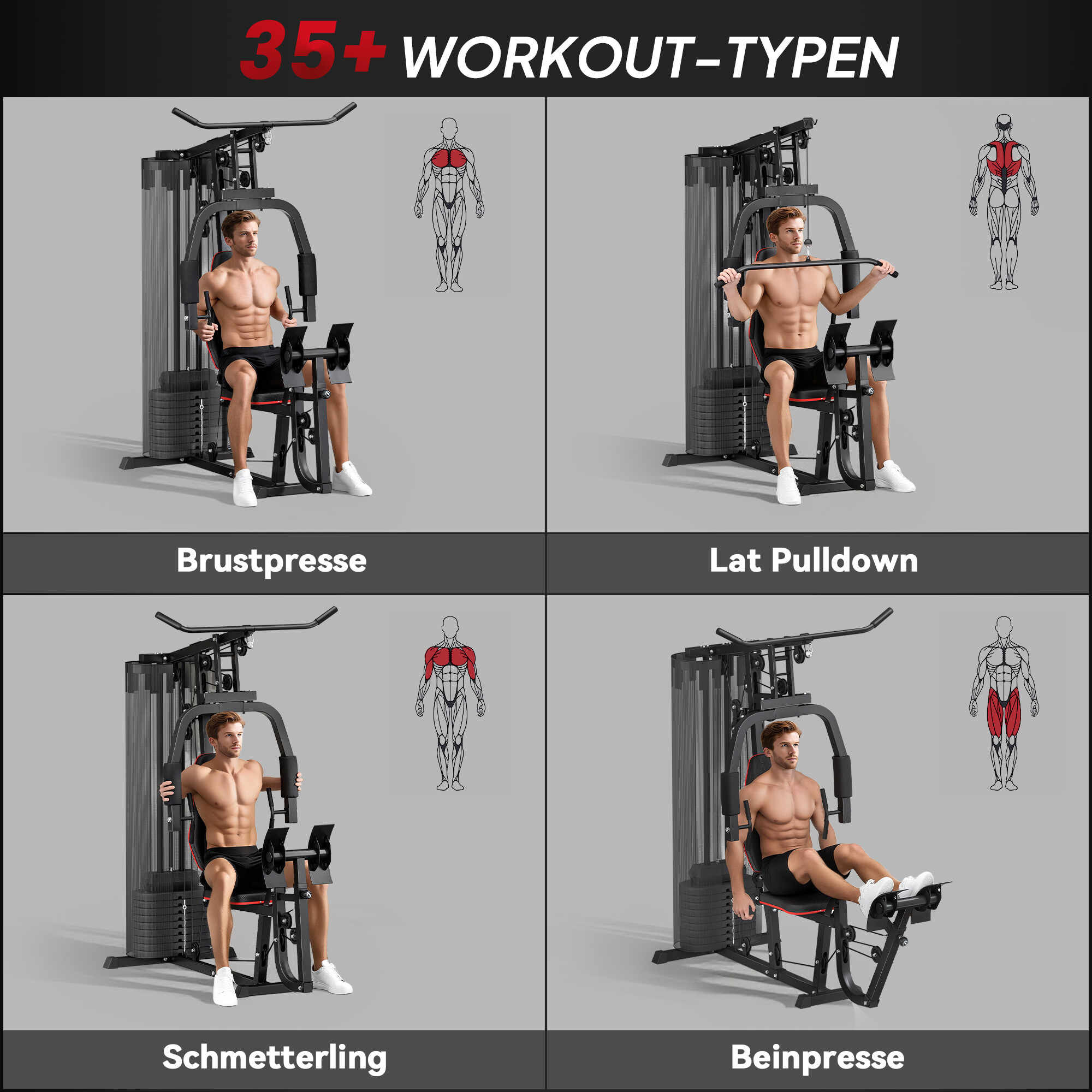 SPORTNOW Kraftstation schwarz Kunstleder B/H/L: ca. 108x200x160 cm