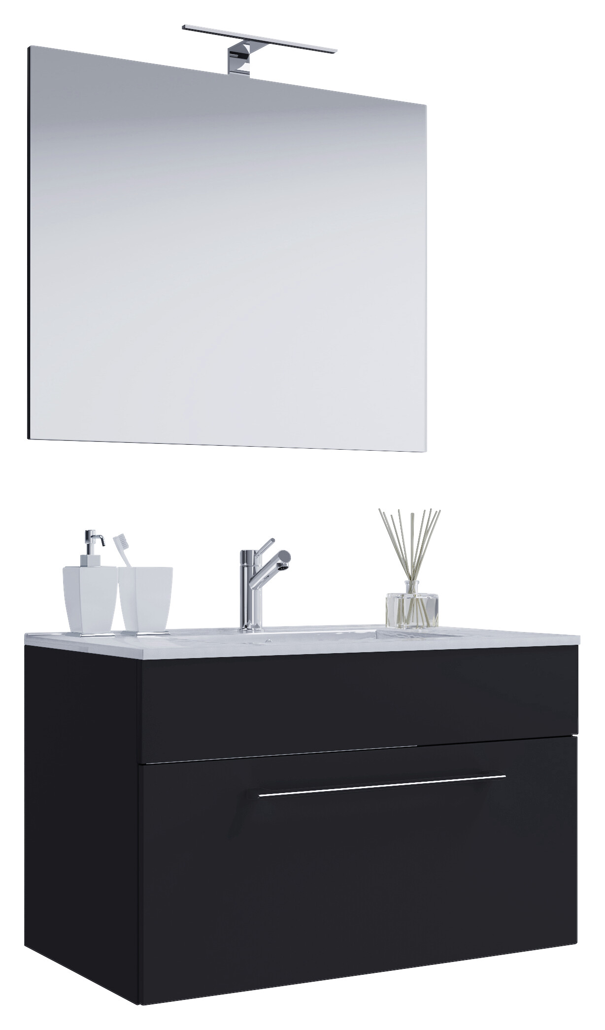 Waschplatz 3tlg-Badinos schwarz B/H/T: ca. 60x17x46 cm