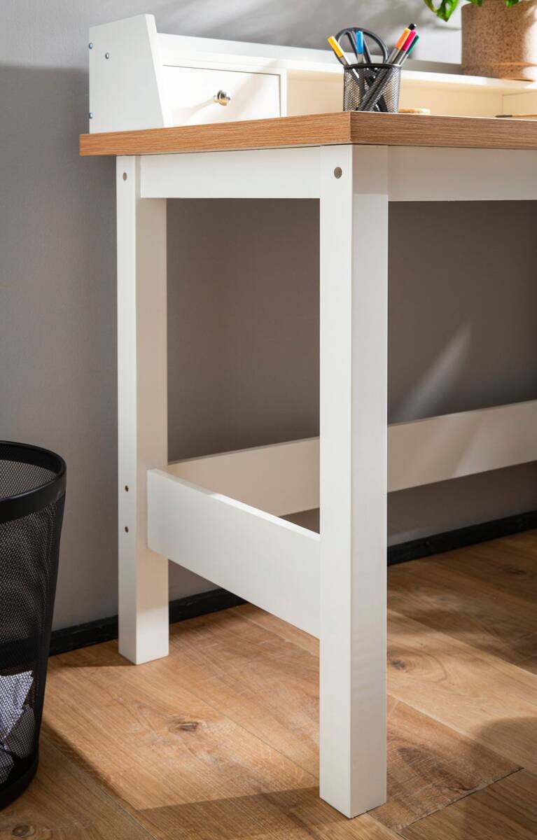 Schreibtisch weiß Eiche weiß Optik B/H/T: ca. 106x90x53 cm