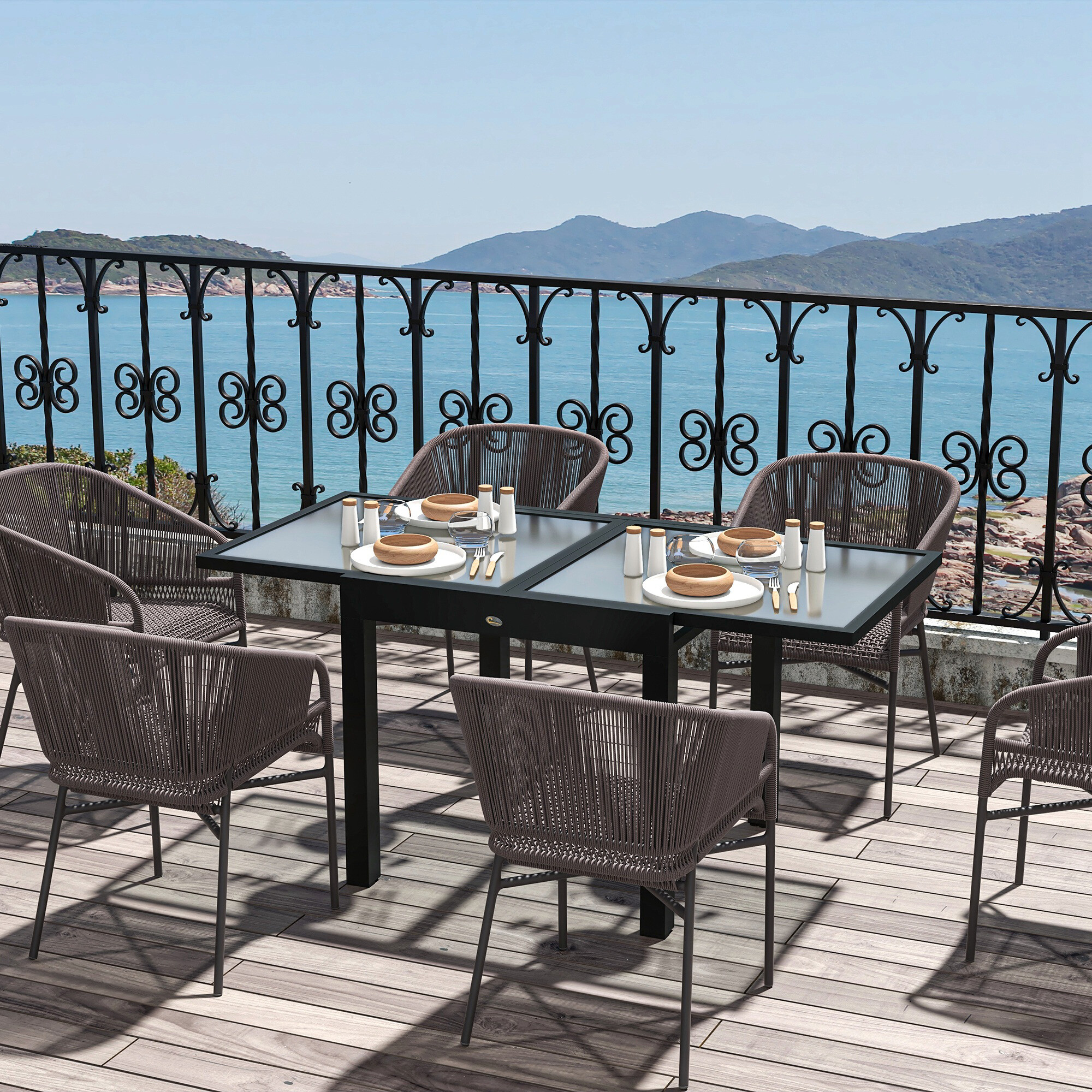 Outsunny Gartentisch schwarz Aluminium B/H/L: ca. 80x75x160 cm