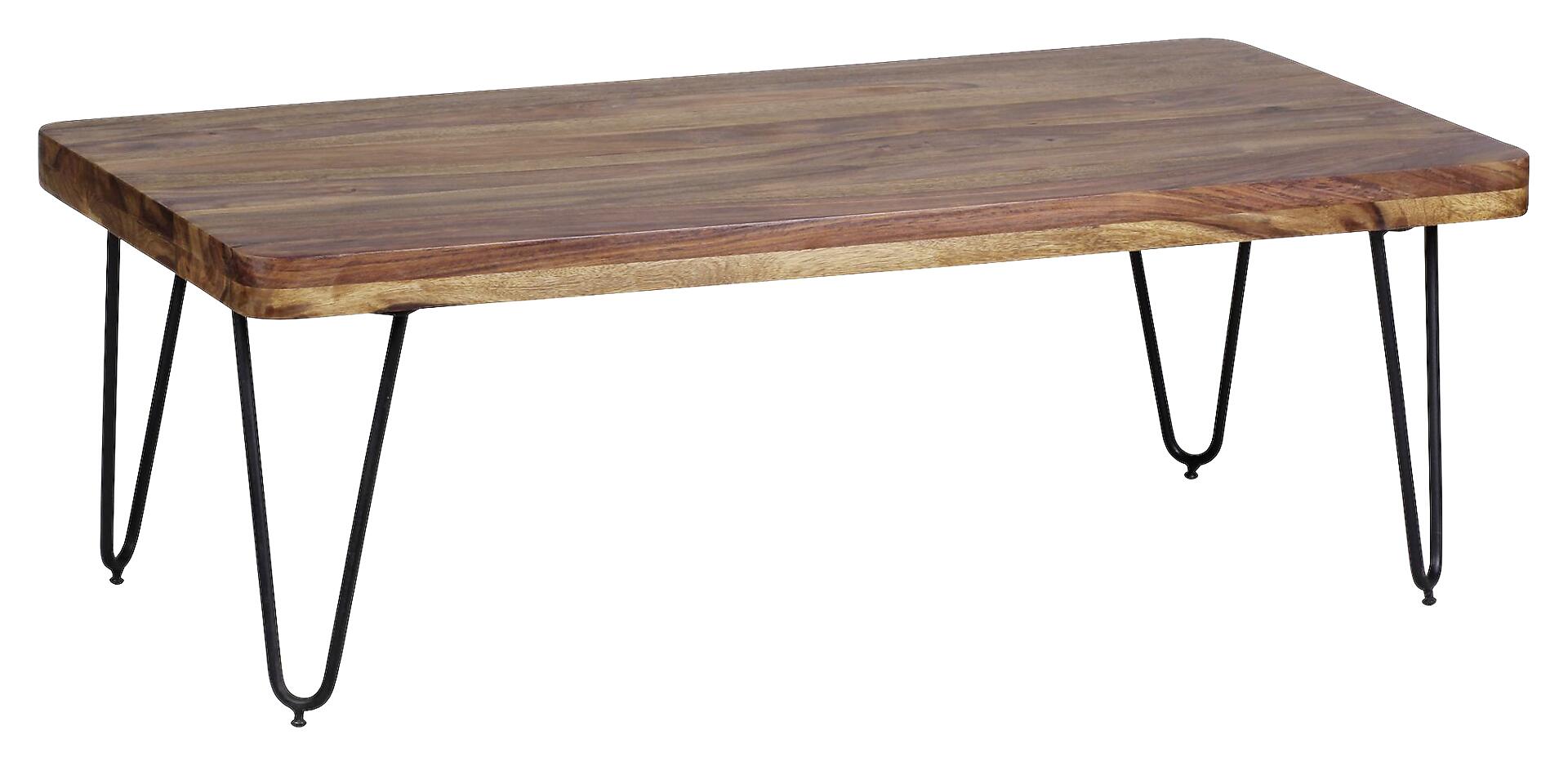 Wohnling Couchtisch natur schwarz Echtholz Metall B/H/T: ca. 115x40x60 cm