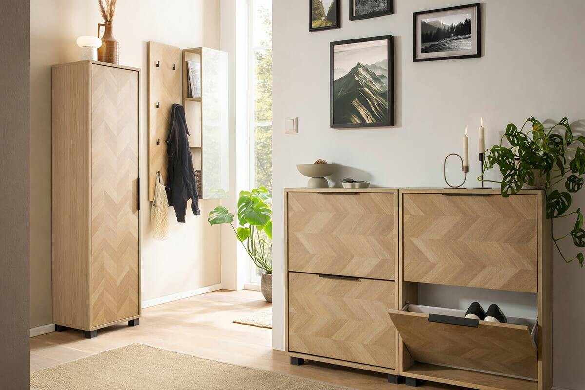 Schuhkipper Piazza, 2er Eiche Nachbildung B/H/T: ca. 59,8x85,7x19,55 cm