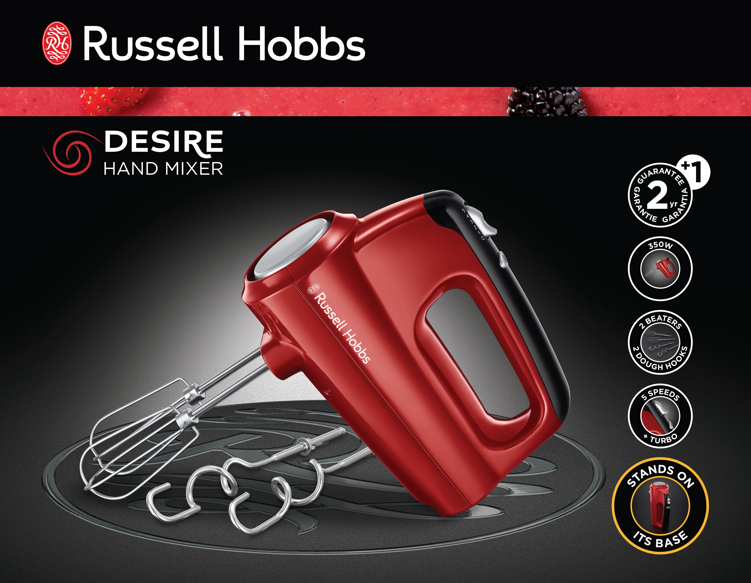 Russell Hobbs Handmixer 24670-56 rot schwarz Kunststoff B/H/L: ca. 8,5x15,9x19,6 cm