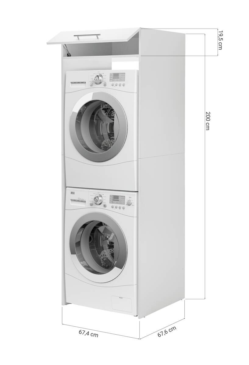 Respekta Waschmaschinenumbauschrank Clara weiß matt B/H/T: ca. 67,4x200x67,6 cm