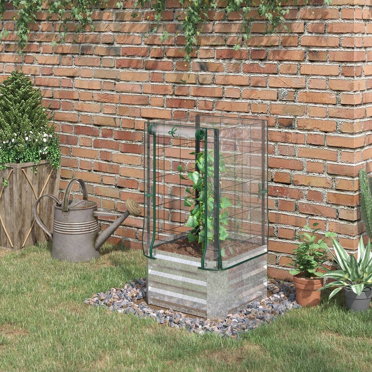 Outsunny Hochbeet silber Stahl B/H/L: ca. 53x90x53 cm