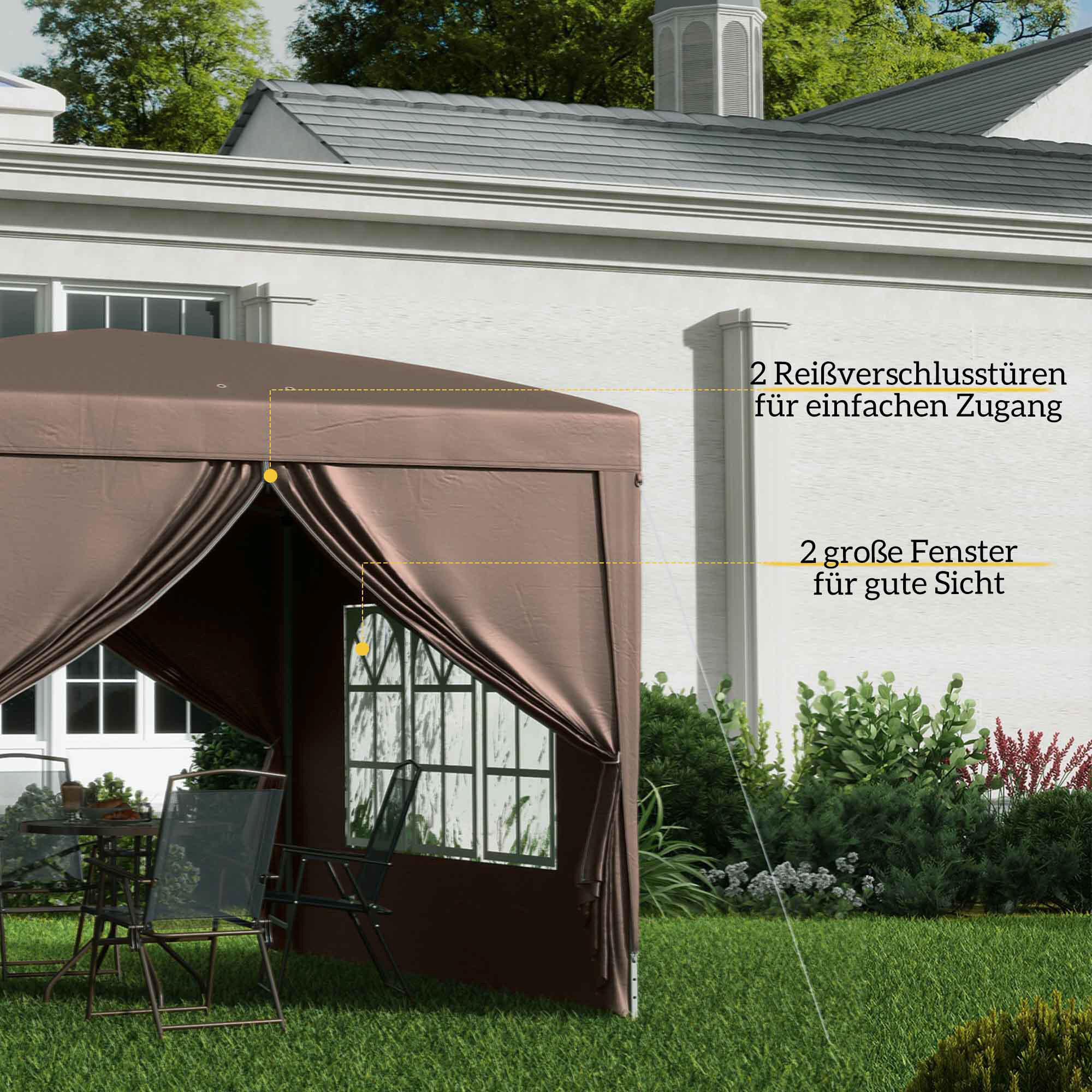 Outsunny Pavillon kaffee Polyester B/H/L: ca. 295x258x295 cm