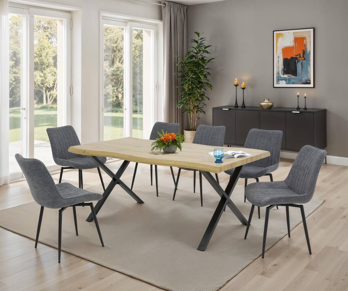 Stuhl Newport, 4er-Set grau Microfaser B/H/T: ca. 54x85x63 cm