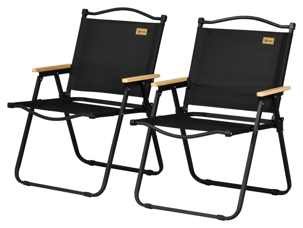 Outsunny Campingstuhl 2er Set schwarz Stahl B/H/L: ca. 59x78x54 cm