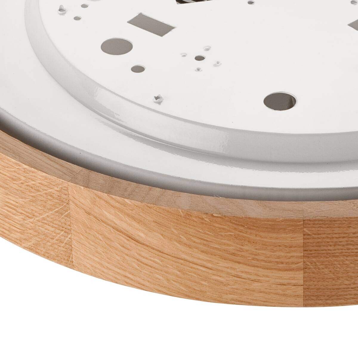 Lamkur Deckenleuchte Anello Eiche Glas Holz H/L: ca. 8x37 cm E27 2 Brennstellen