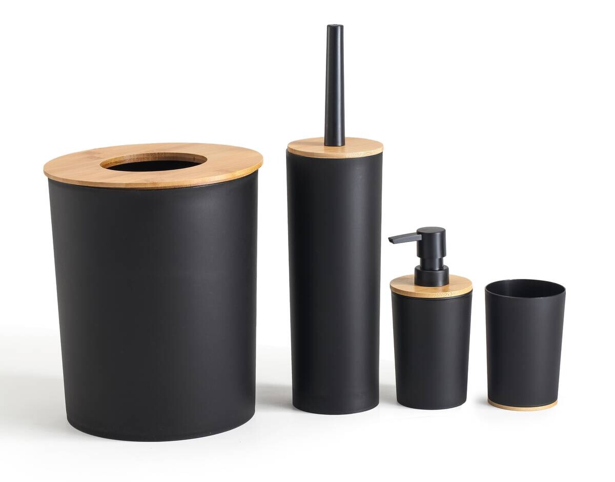 Sensation Bad-Set schwarz natur Bambus Kunststoff