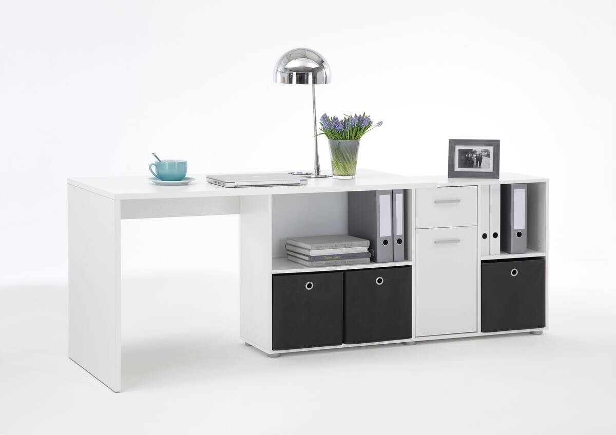 Schreibtisch weiß B/H/T: ca. 136x74x66,5 cm