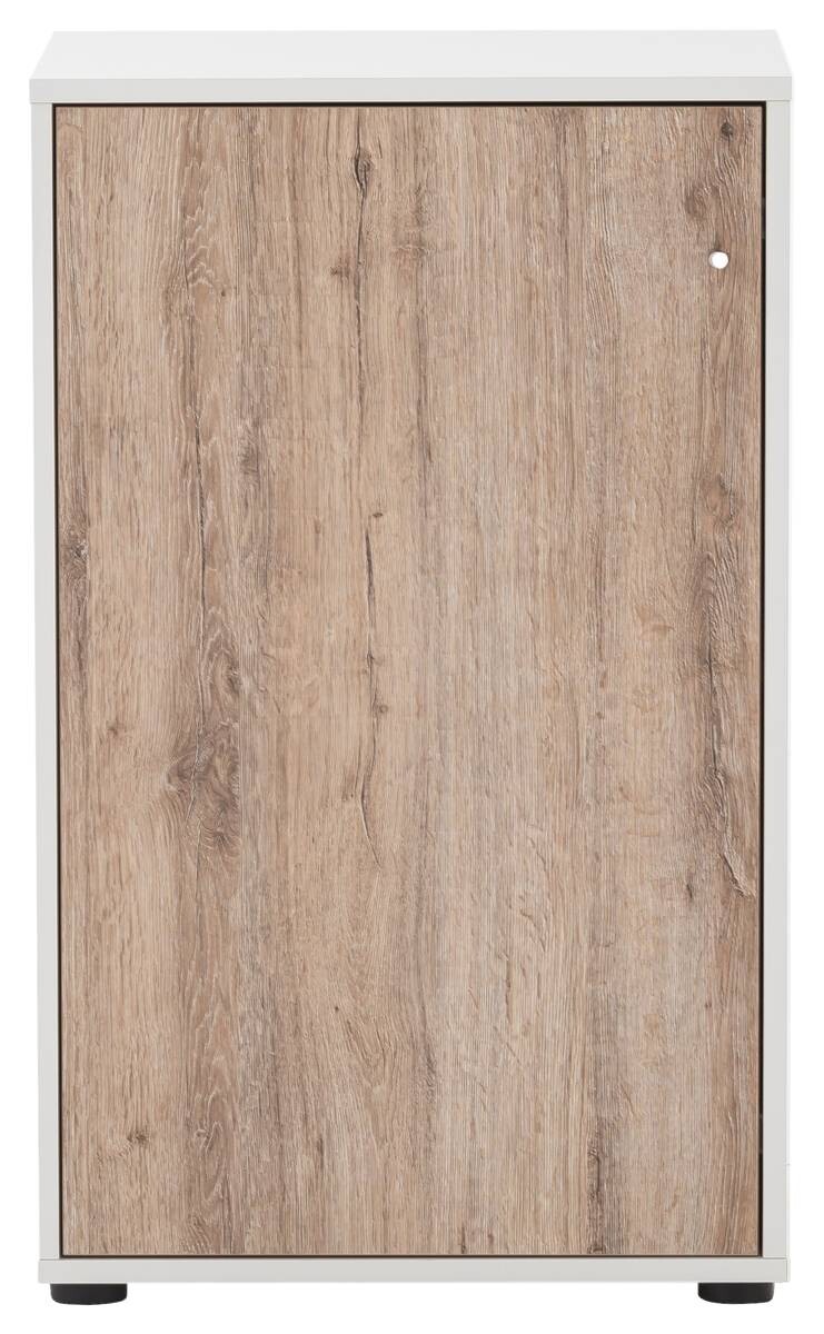 Midischrank Serie 400 perlweiß Optik Wildeiche Nachbildung B/H/T: ca. 50,9x83,6x41 cm