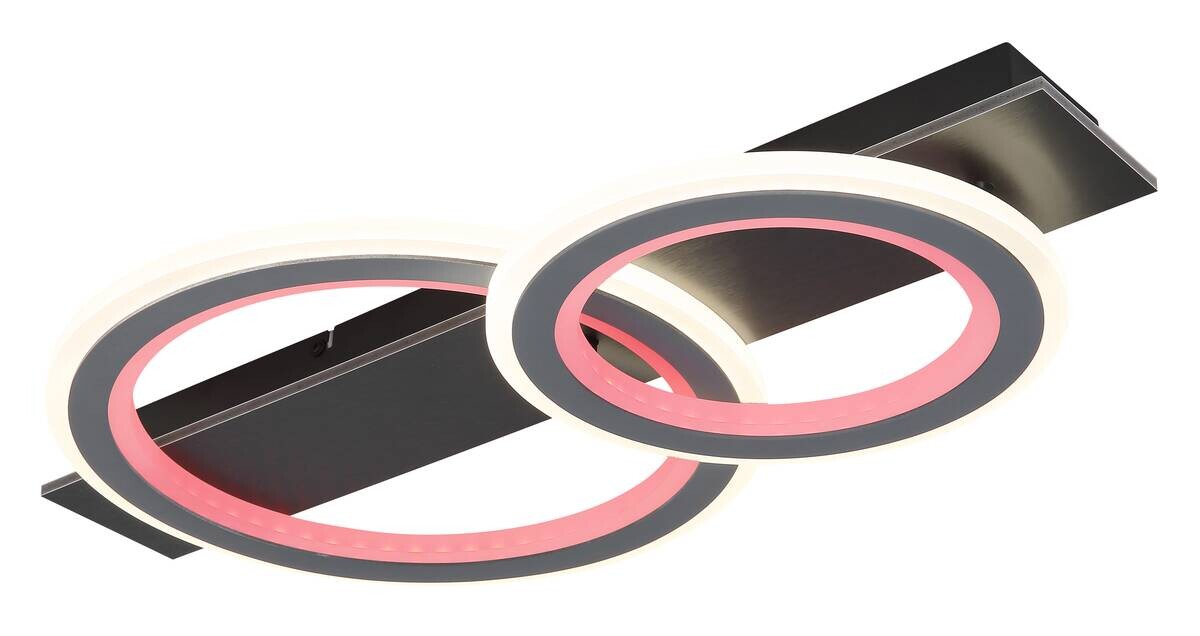 GLOBO LED-Deckenleuchte grau mattschwarz Opal Kunststoff Acryl Metall B/H/L: ca. 37x8x63 cm 1 Brennstellen