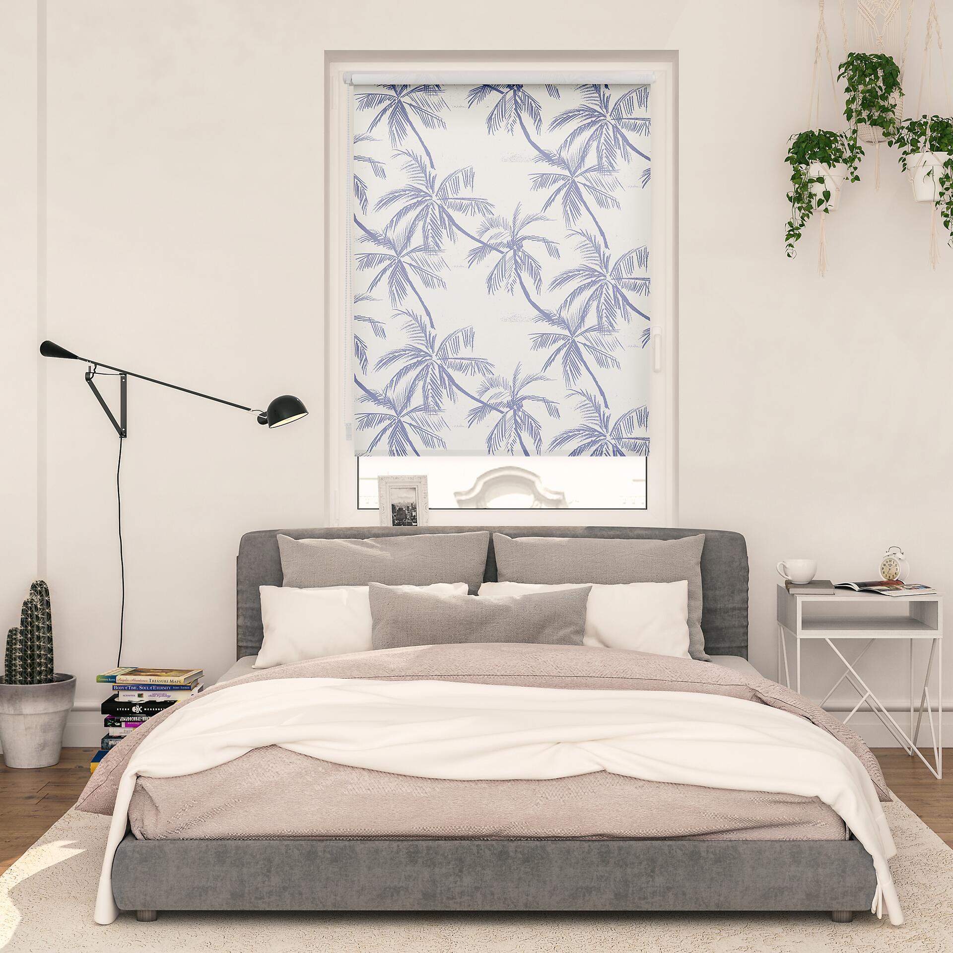 LICHTBLICK Rollo Blueprint Palms blau B/L: ca. 100x150 cm
