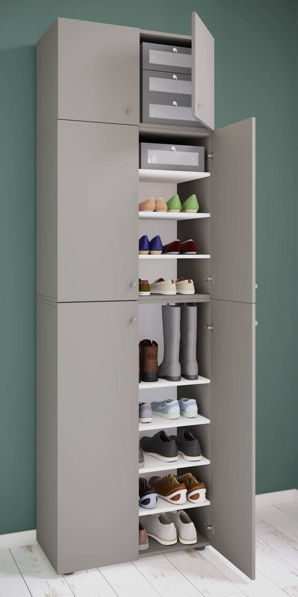 Schuhschrank Lona grau weiß B/H/T: ca. 70x223x39 cm