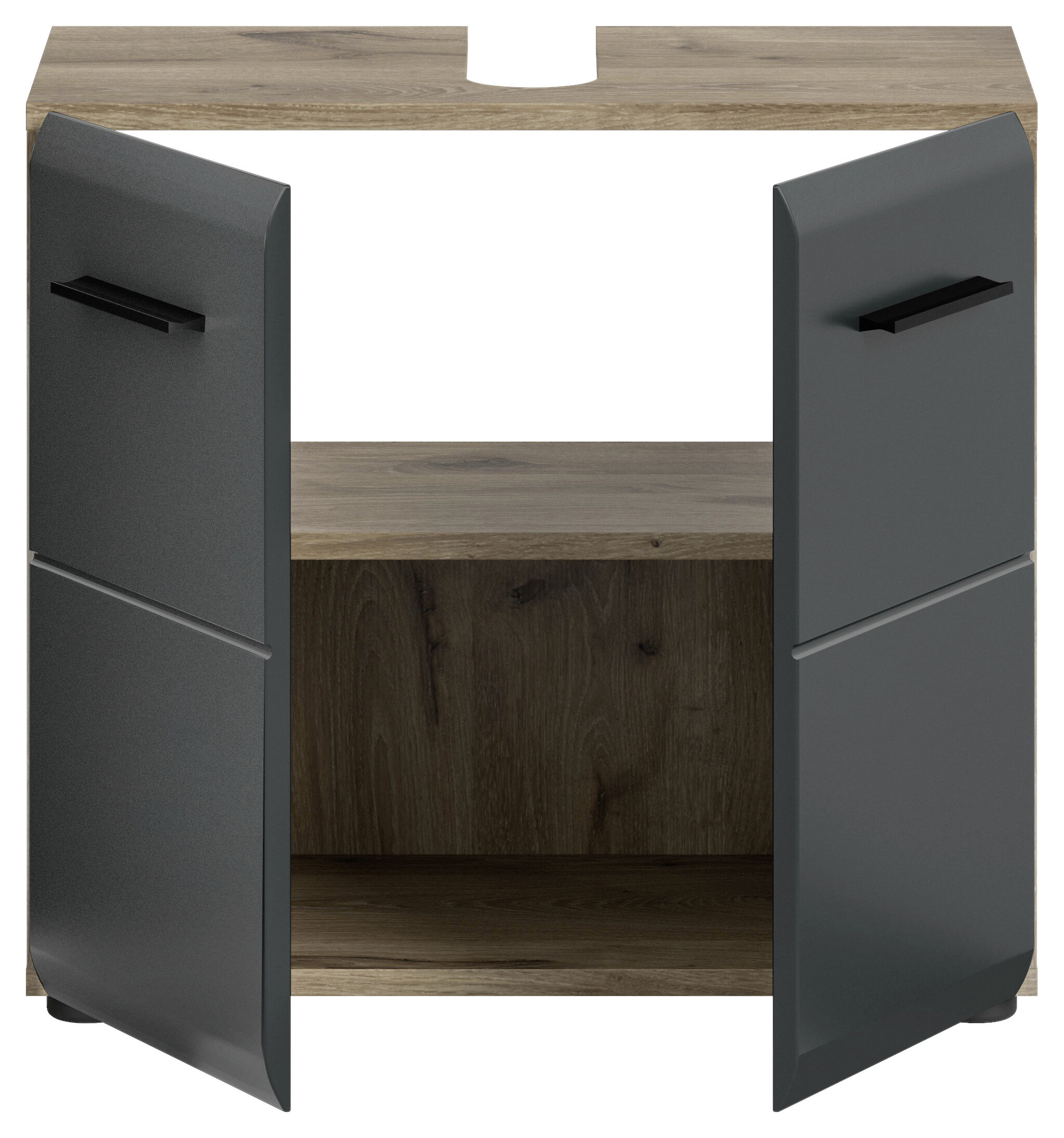 Waschbeckenunterschrank Ice Nox Oak Nachbildung schwarz matt B/H/T: ca. 60x54x30 cm