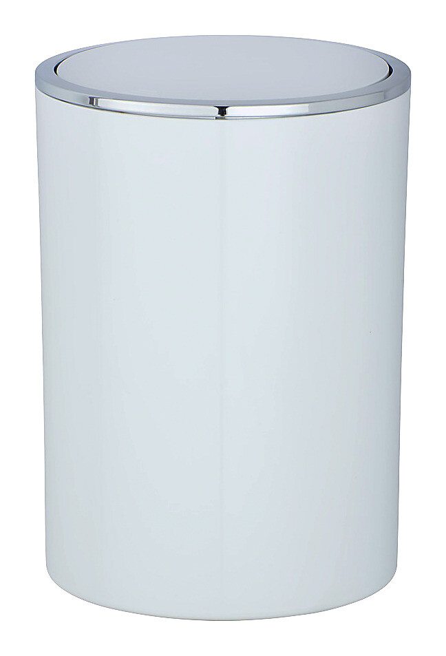 WENKO Schwingdeckeleimer weiß silber Kunststoff H/D: ca. 26x19 cm