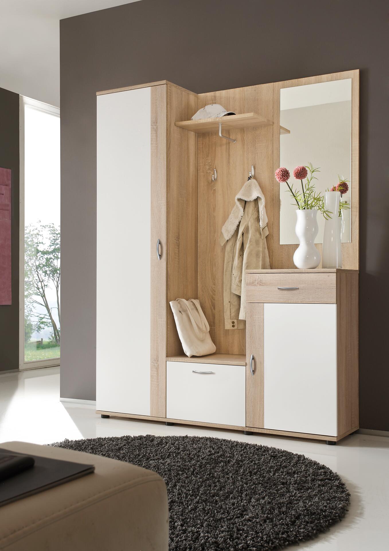 Garderobe Patent Eiche Sonoma Nachbildung weiß B/H/T: ca. 145x184x30 cm