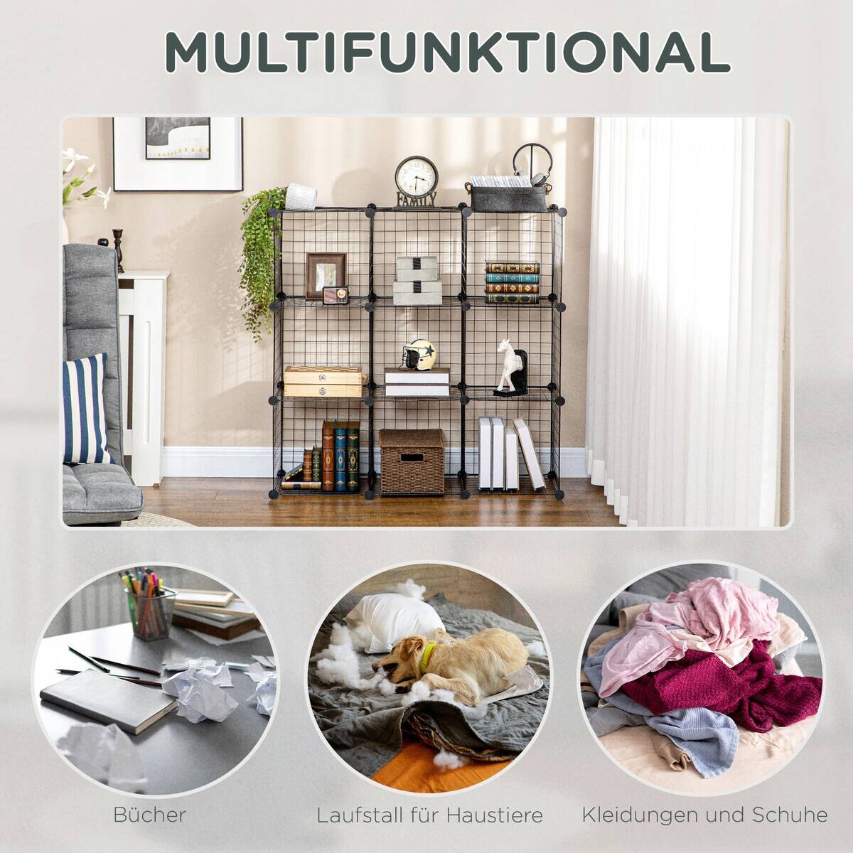 HOMCOM Regal schwarz Kunststoff B/H/L: ca. 35x35x35 cm