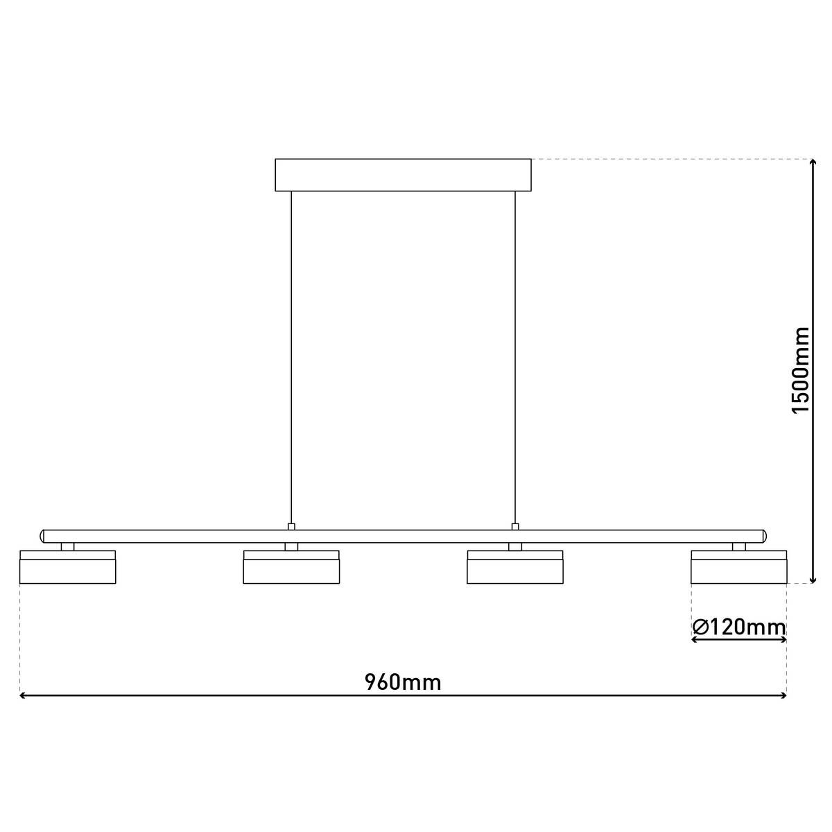 Näve Leuchten Pendelleuchte 7096522 schwarz Metall Kunststoff B/H/T: ca. 12x150x96 cm null 4 Brennstellen