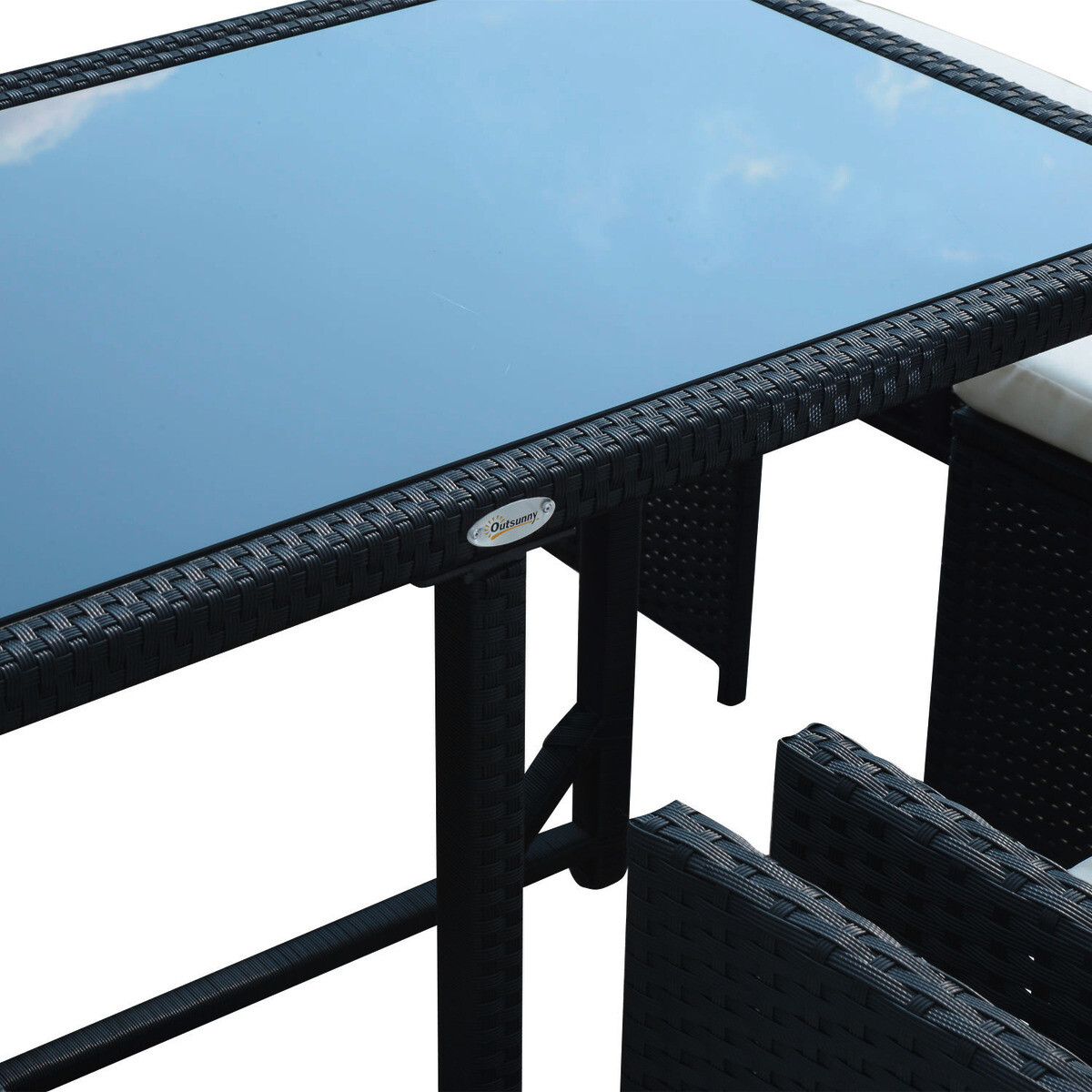 Outsunny Sitzgruppe schwarz Polyrattan