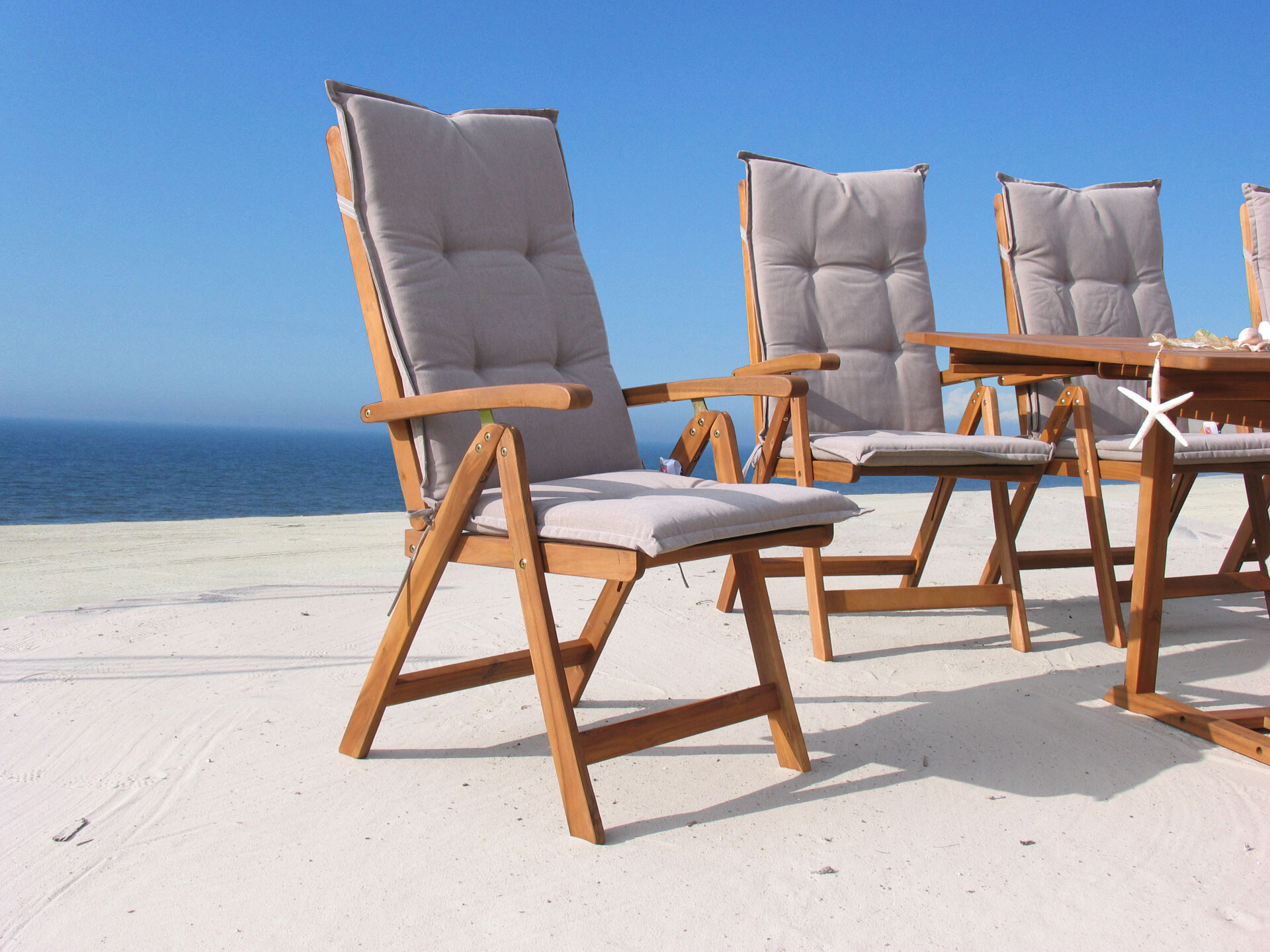 Grasekamp Auflagen für Hochlehner sand Polyester-Mischgewebe B/H/L: ca. 53x6x120 cm 4er Set