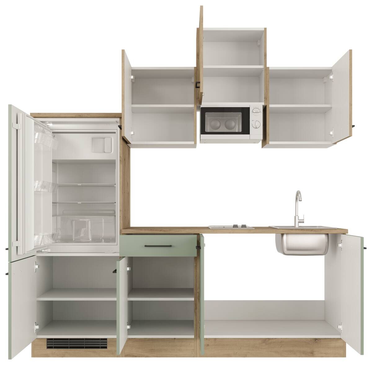 Küchenblock Cara grün matt B/H/T: ca. 210x226x60 cm