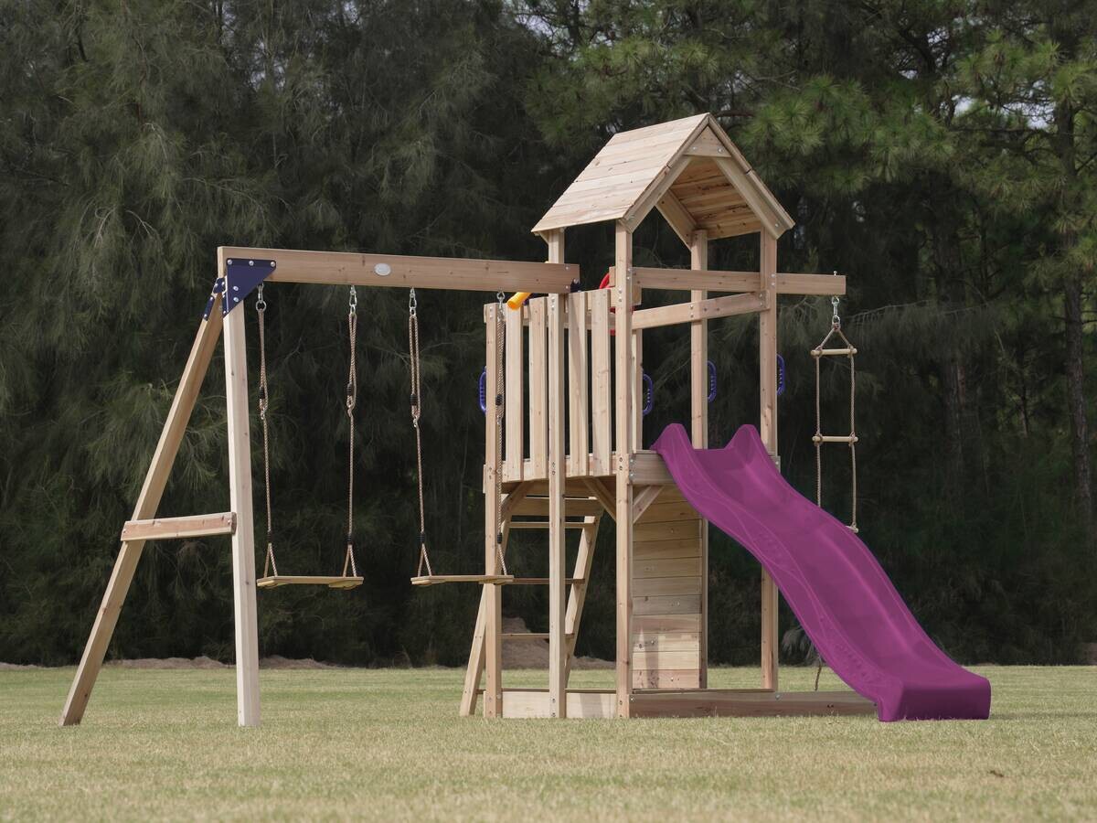 AXI Spielturm Moos lila B/H/L: ca. 342x267x375 cm
