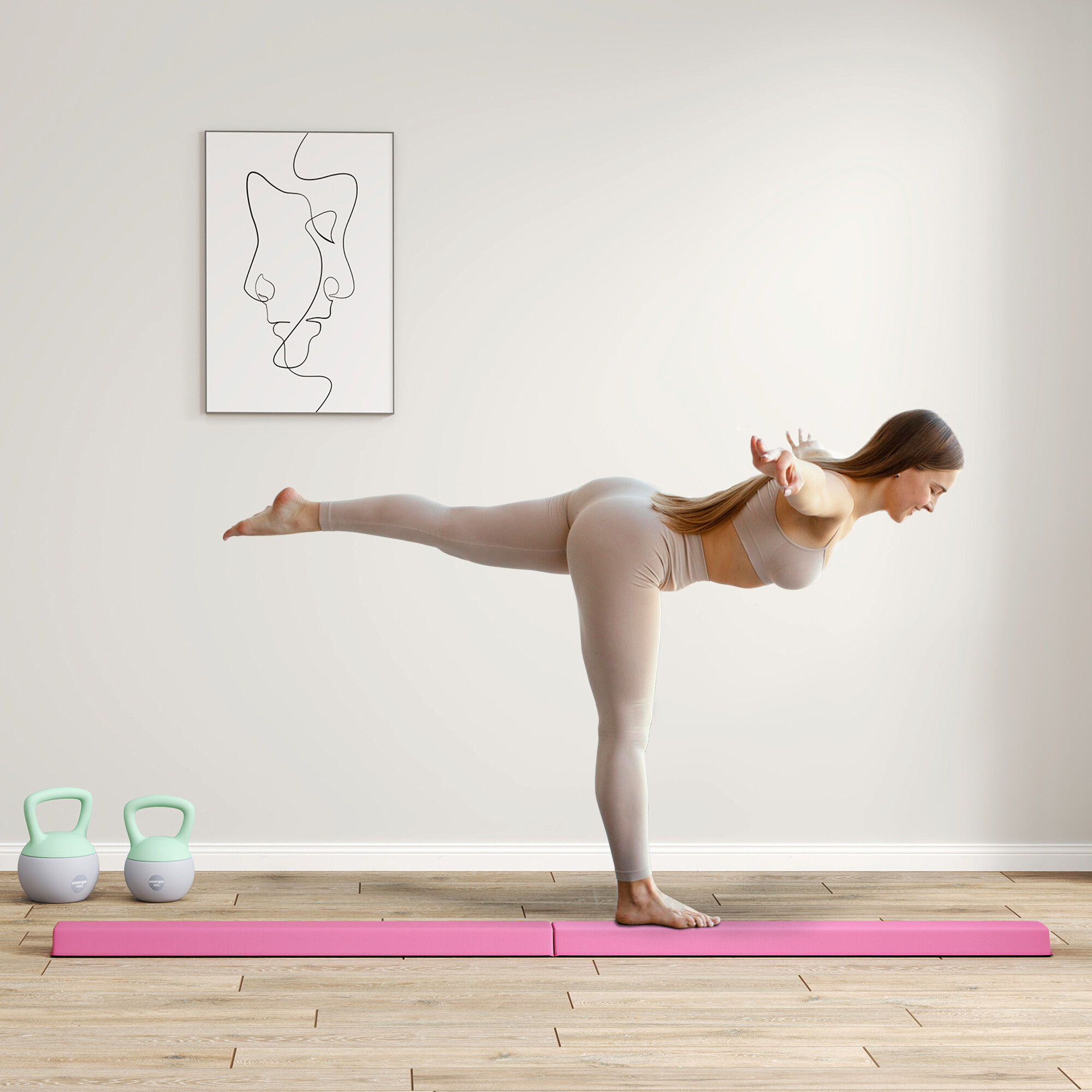 SPORTNOW Schwebebalken rot Kunststoff B/H/L: ca. 15x6,5x236 cm