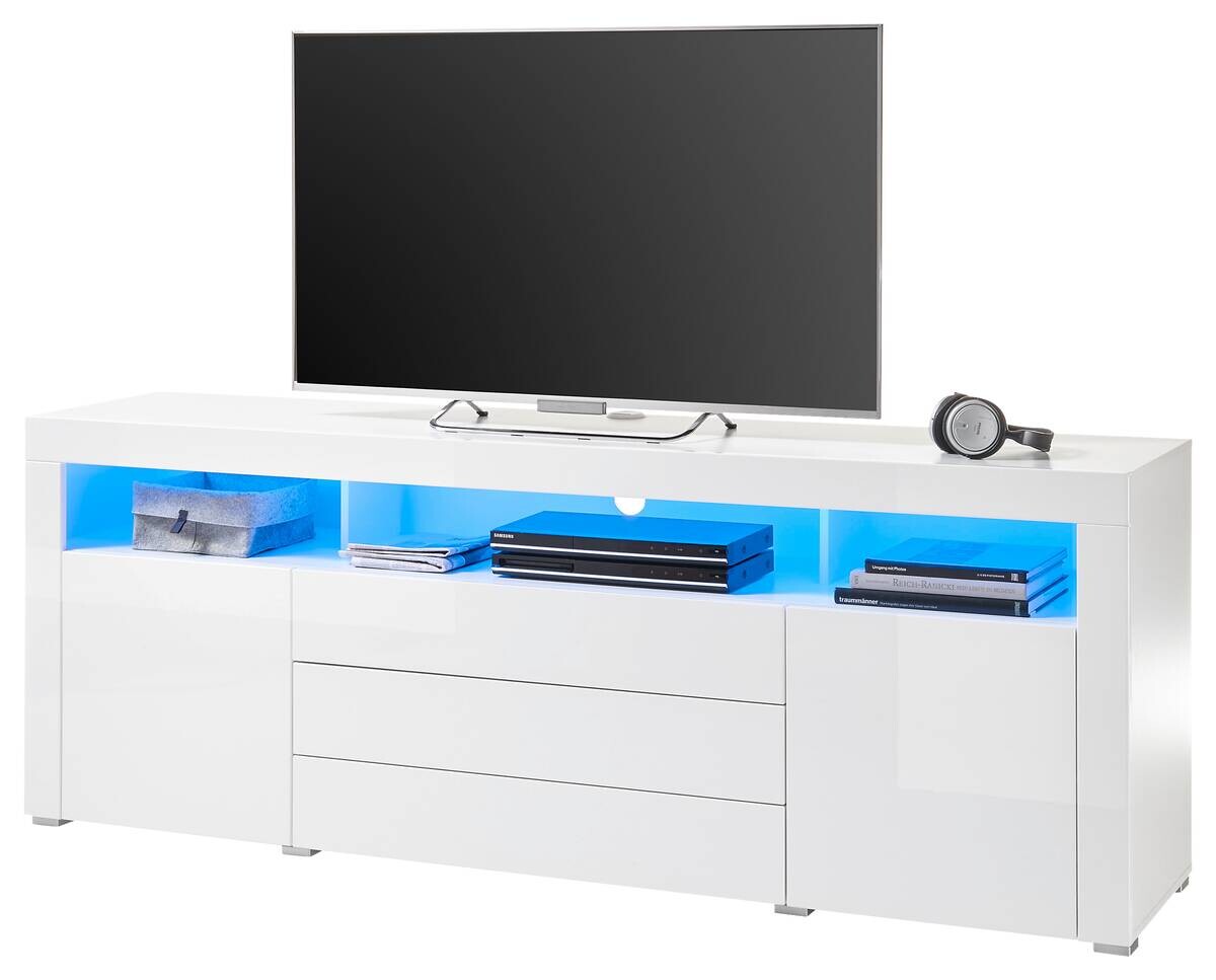 TV-Highboard Goal weiß Hochglanz B/H/T: ca. 200x74x44 cm