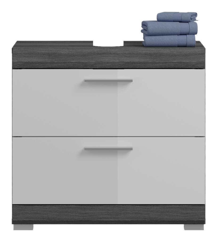 Badezimmer-Set Scout Rauchsilber Nachbildung weiß Hochglanz B/H/T: ca. 60x191x34 cm