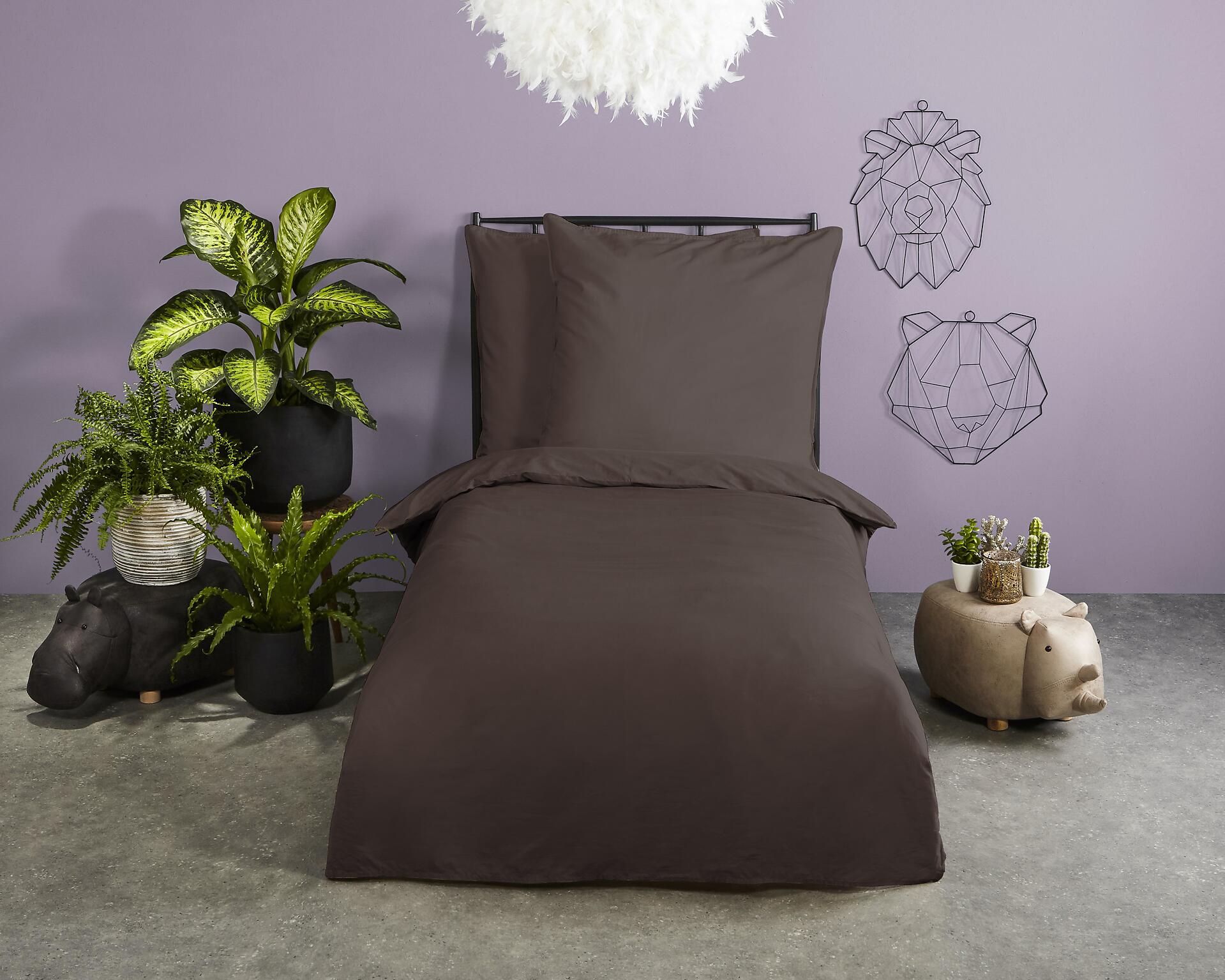 Baumwoll Bettwäsche Satin braun Baumwolle B/L: ca. 135x200 cm