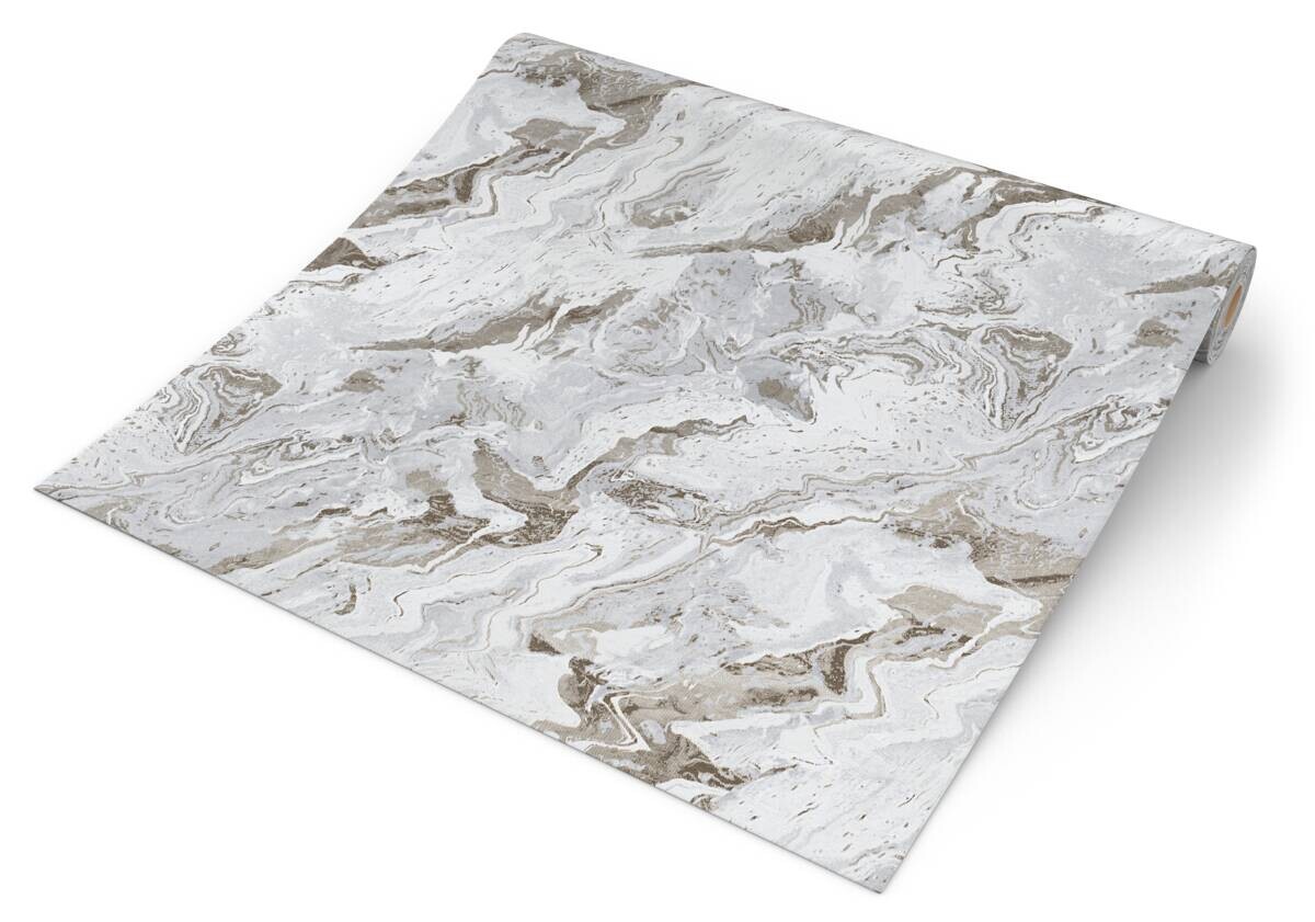 Erismann Vliestapete Marmoroptik weiß grau gold B/L: ca. 53x1005 cm