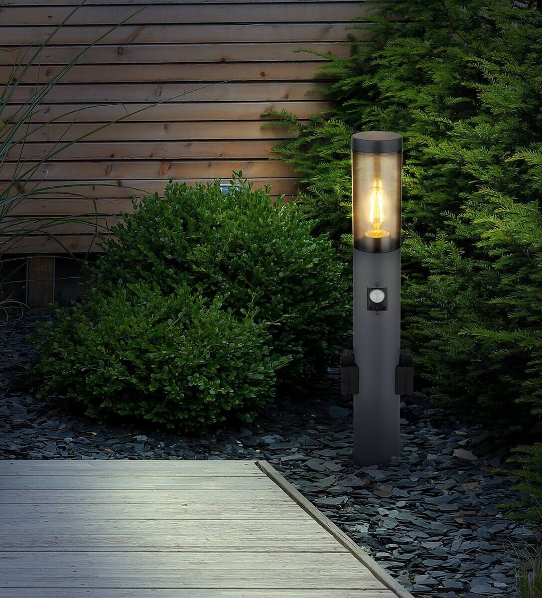 Außenleuchte Rauch schwarz anthrazit H/D: ca. 60x12,7 cm